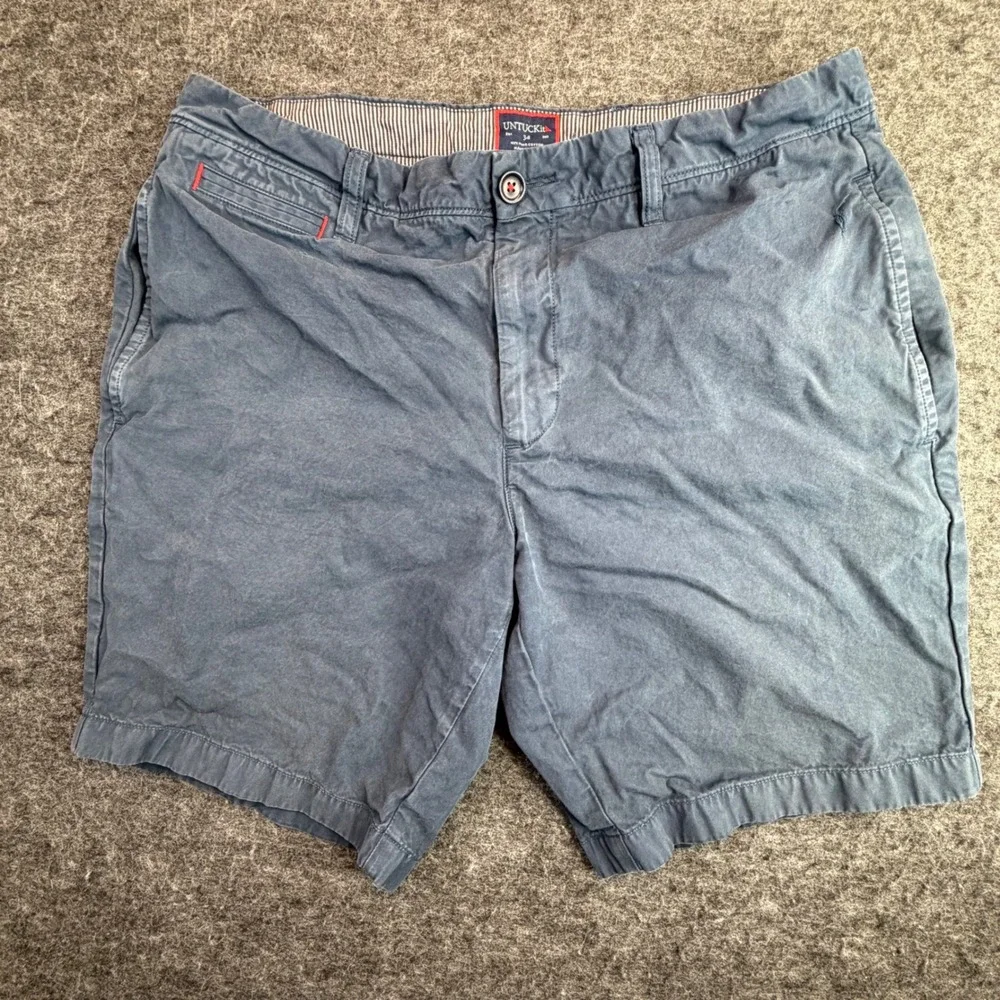 UNTUCKit Chino Shorts Men 34 Blue 100% Pima Cotton Casual Twill 8.5